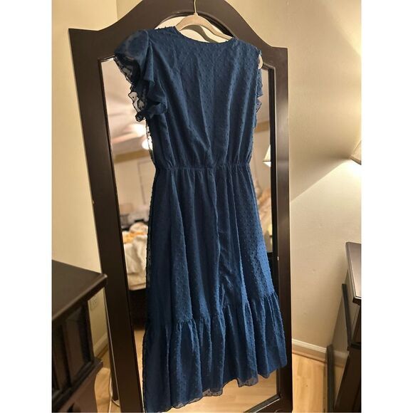 NEW Boho Wrap V Neck Ruffle Cap Sleeve Swiss Dot S NO BELT - Picture 6 of 6